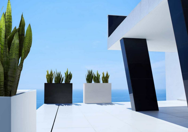 Fiberglass Fiber donica Rectangle Black 55x28x76cm