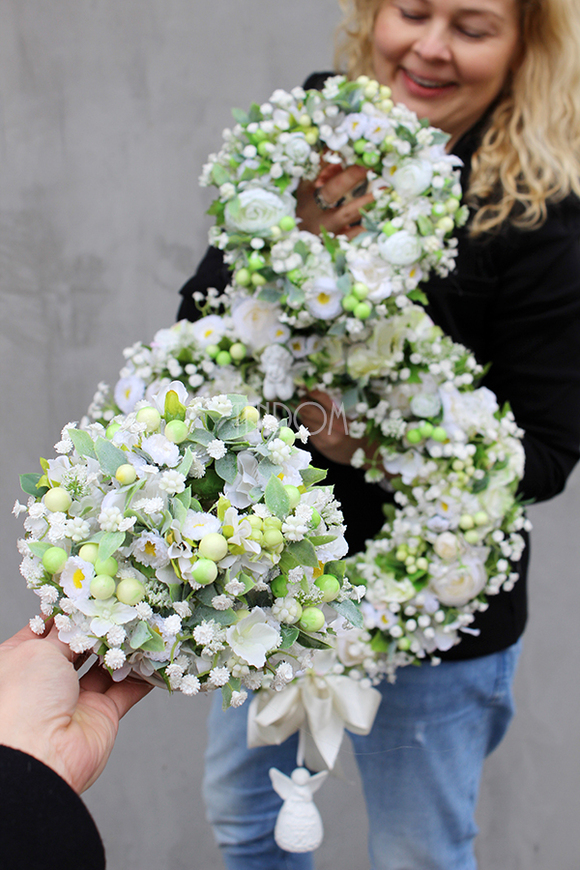 dekoracyjne wianki na drzwi / stroiki na stół / drzwi Pierwsza Komunia, śr. ok. 42,21,20,11cm