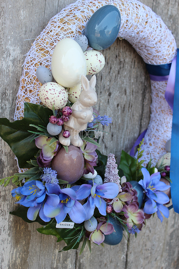 dekoracyjny stroik Niebieska Wiosna, śr.40cm