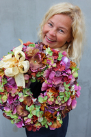 Jesienna Hortensja efektowny wianek na drzwi śr.38cm  