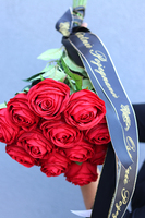 bukiet nagrobny, Czerwone Róże, 12 sztuk, dł.63cm