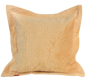 Mikoto, welurowa poszewka na poduszkę w róże, złota, wym.45x45cm