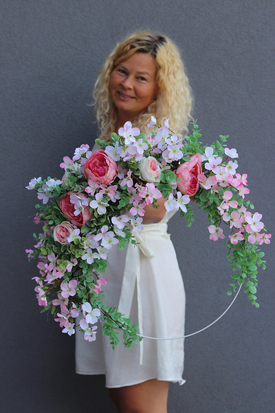 Florina Subtelle, wyjątkowy wianek na drzwi na obręczy, śr.52cm