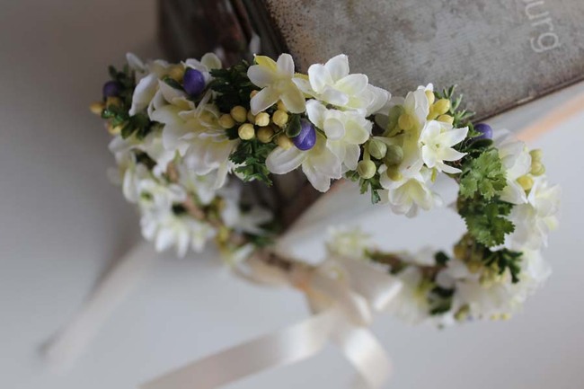 Julia komunijny kwiatowy wianek na głowę, rozmiar uniwersalny