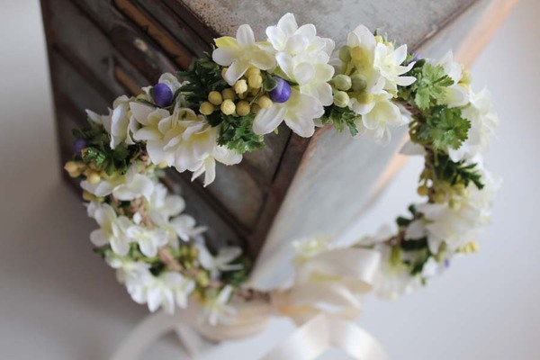 Julia komunijny kwiatowy wianek na głowę, rozmiar uniwersalny