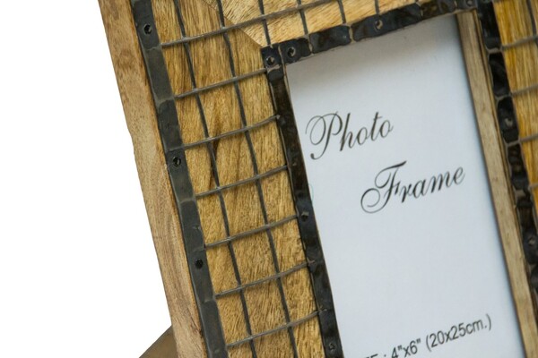 ramka na zdjęcie z drewna mangowego kratka 10x15cm