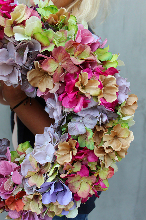 Jesienne Hortensje efektowny wianek na drzwi śr.45cm 