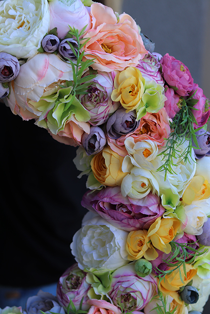 Bardzo duży dekoracyjny wianek wiosenny Kamasylvia, wym.58cm