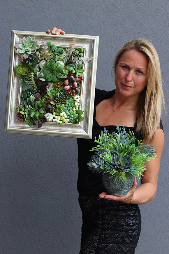 Mediterano, sukulenty, kompozycja ze sztucznych roślin, wys.46cm  