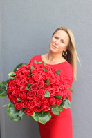 bogata dekoracja nagrobna, Czerwone Róże, wym.35x60cm 