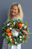 dyniowy wianek na drzwi, Jesień u Progu, śr.40cm