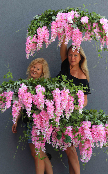 elegancka girlanda z różowymi kwiatami, Wisterianna Pink, dł.1m   