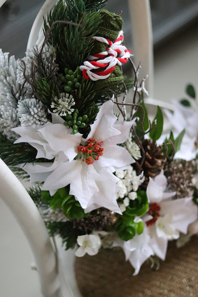 Biała Gwiazda Betlejemska, świateczny wianek, śr.48cm 