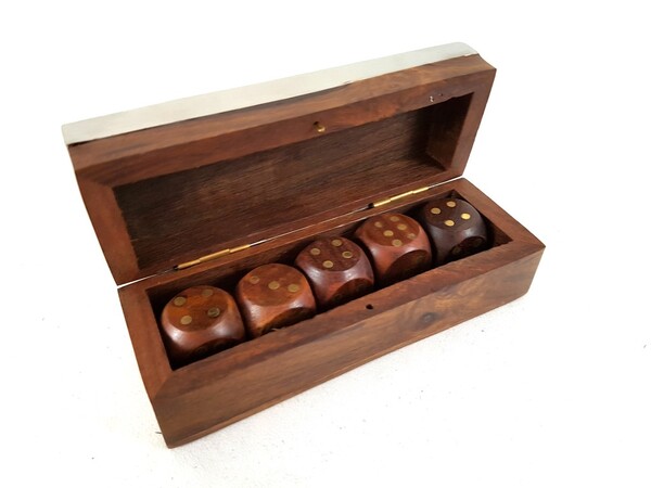 gra w kości w pudełku ze srebrnym wiekiem, Silver, wym.12.5X4.5x4.5cm