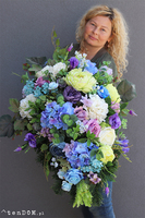 Blue Elle, wiązanka nagrobna, dł.80cm
