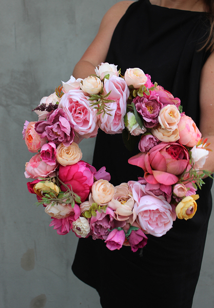 Renesans, uroczy pastelowy wianek na drzwi, śr. 30cm