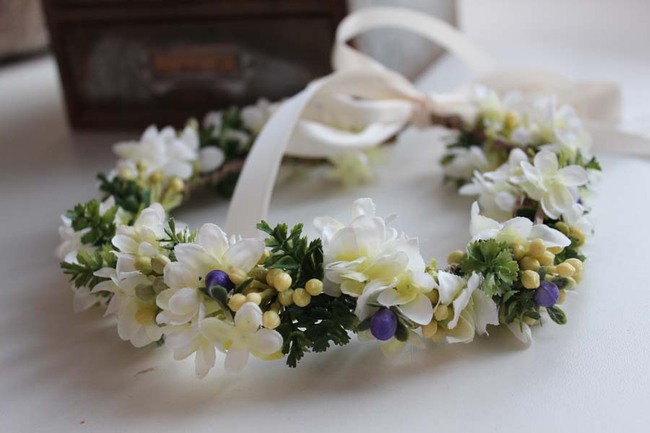 Julia komunijny kwiatowy wianek na głowę, rozmiar uniwersalny