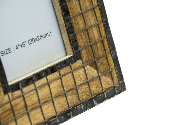 ramka na zdjęcie z drewna mangowego kratka 10x15cm