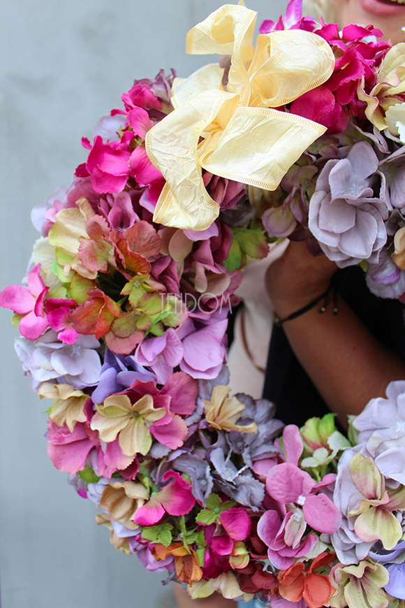 Jesienne Hortensje efektowny wianek na drzwi śr.45cm 