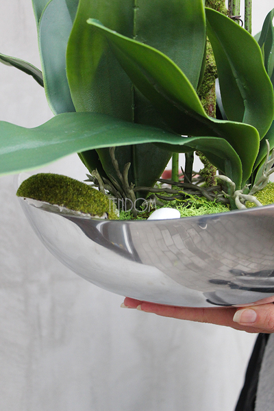 sztuczny storczyk Silver Dreams Fuksja w srebrnej, aluminiowej donicy, wys.65cm 