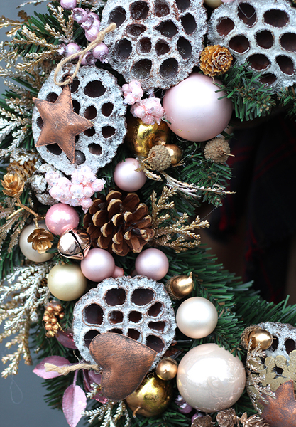 bożonarodzeniowy wianek Świąteczny Lotos, śr.45cm