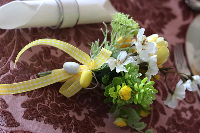 Rellina, mini dekoracja kwiatowa do koszyczka / na stół, dł.15cm
