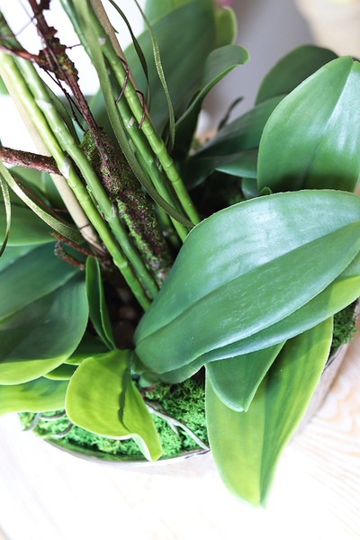 Fuksja Milena, sztuczny storczyk w błyszczącej ceramicznej donicy, wys.64cm