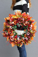 kolorowy jesienny wianek, Pomarańczowe Liście, śr.45cm   