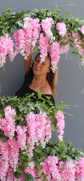 elegancka girlanda z różowymi kwiatami, Wisterianna Pink, dł.1m   