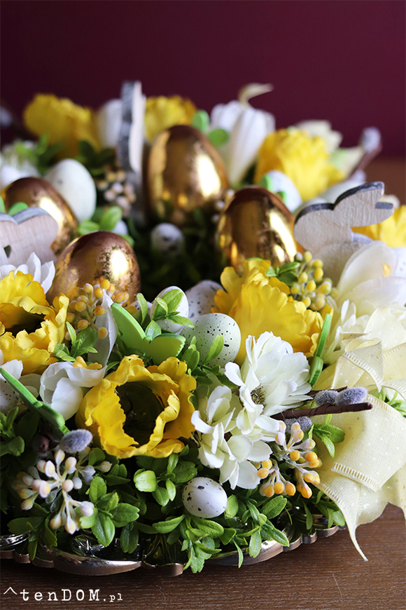 Golden Easter, stroik wielkanocny na talerzu, śr.40cm