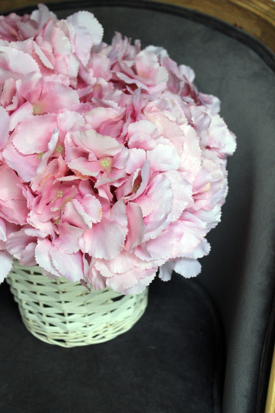 kosz różowych hortensji wys.35cm