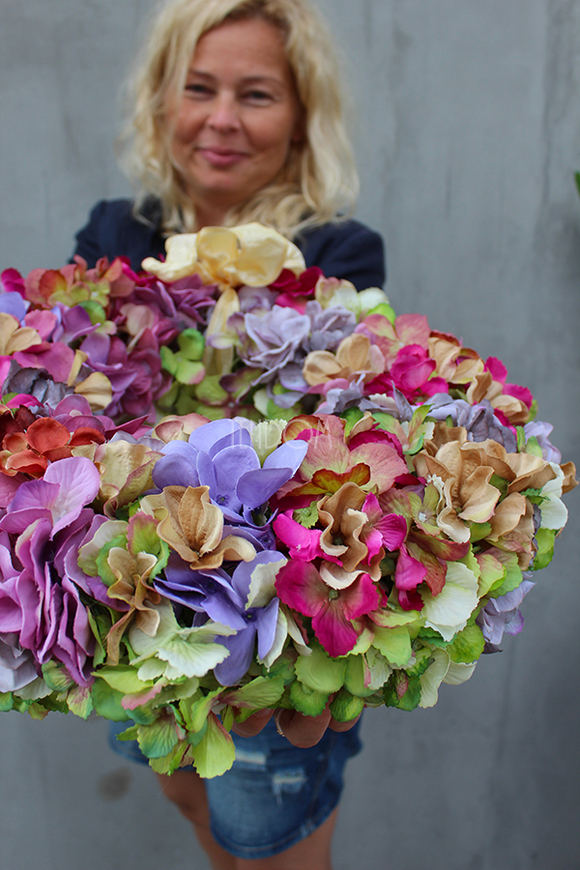 Jesienne Hortensje efektowny wianek na drzwi śr.45cm 