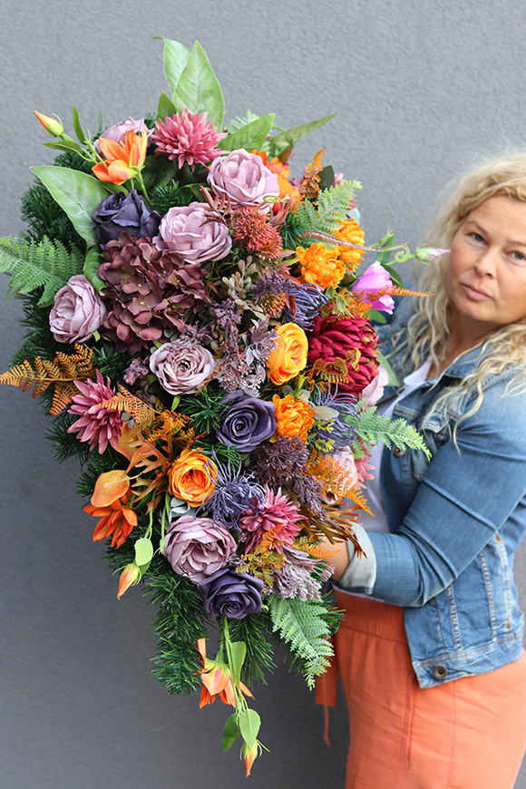 barwna wiązanka nagrobna, Jesienna Melodia, dł.82cm 