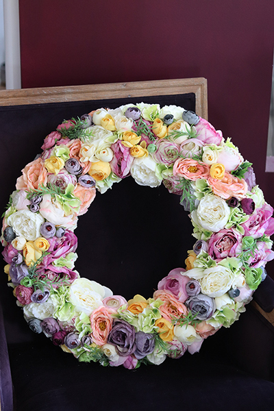 Bardzo duży dekoracyjny wianek wiosenny Kamasylvia, wym.58cm