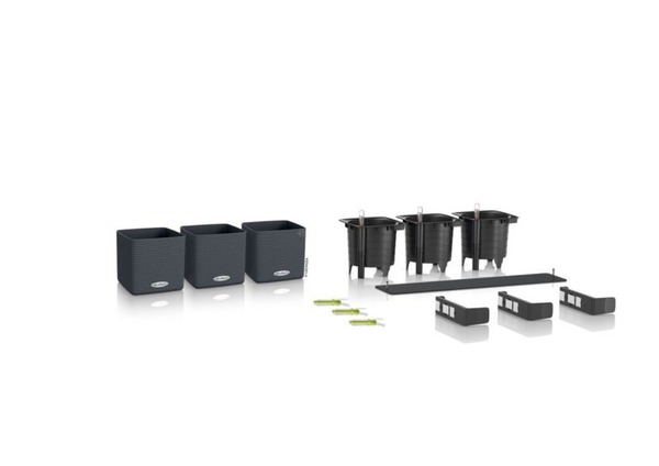 Home Kit Color, donice ścienne z nawadnianiem, szare, wym.14x48x15cm 