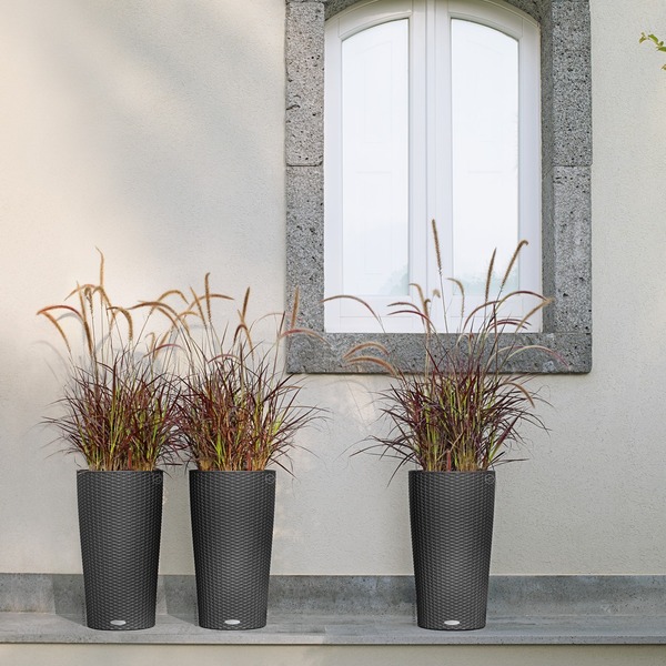 Cilindro, donica z nawadnianiem, szara, wym.56x32cm