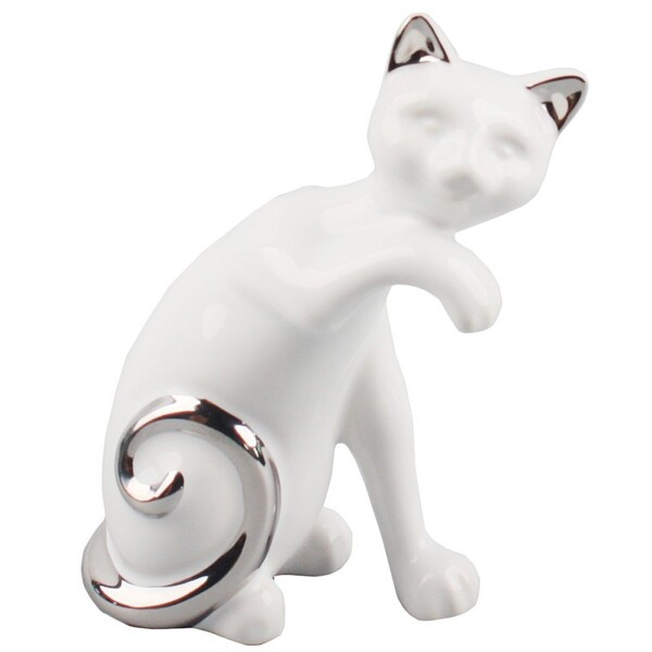 ceramiczna figurka Kot siedzący D, wym.13.5x9.5x6cm