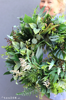 bogaty zielony wianek na drzwi, Jungle Leaves, śr.40cm