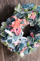 Hortensja Pastelowa wianek na drzwi, śr.37cm 