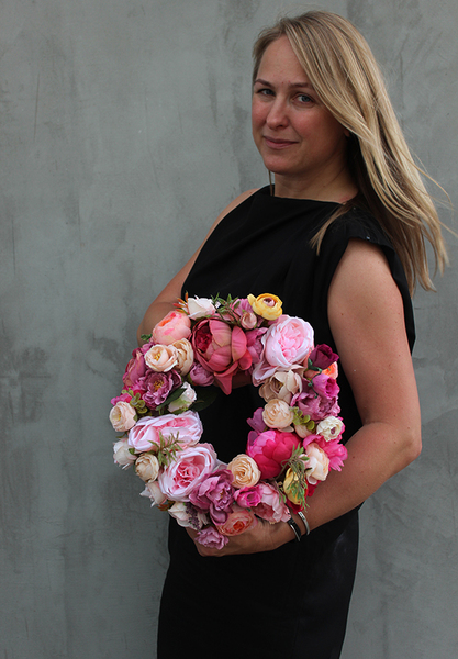 Renesans, uroczy pastelowy wianek na drzwi, śr. 30cm