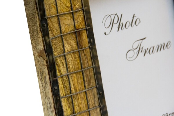 ramka na zdjęcie z drewna mangowego kratka 13x18cm