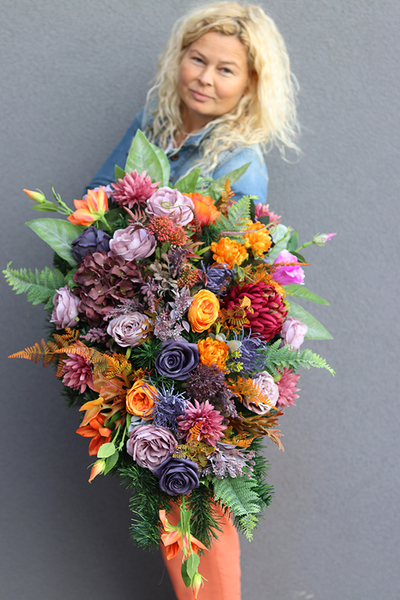 barwna wiązanka nagrobna, Jesienna Melodia, dł.82cm 