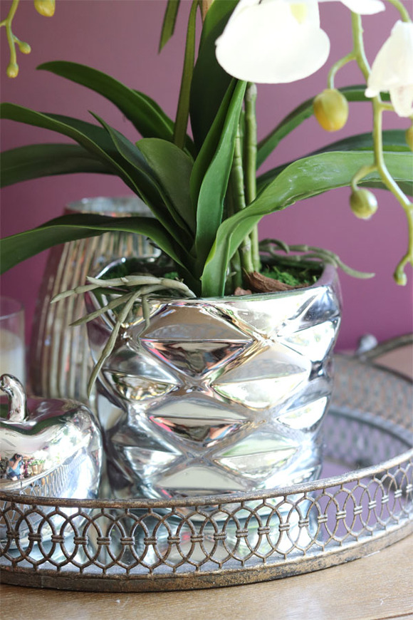 Tellonea Silver, sztuczny storczyk w lustrzanej donicy, wys.51cm