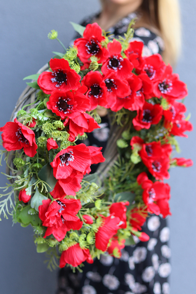 dekoracyjny wianek Makowy, śr.42cm