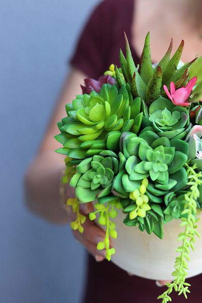 Wood, sukulenty, kompozycja ze sztucznych roślin, wys.26cm