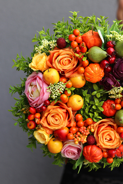 jesienny pomarańczowy wianek, Dyniowe Pole, śr.32cm 