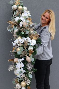 bożonarodzeniowa girlanda, Perłowo - Złota Kamila, dł.150cm