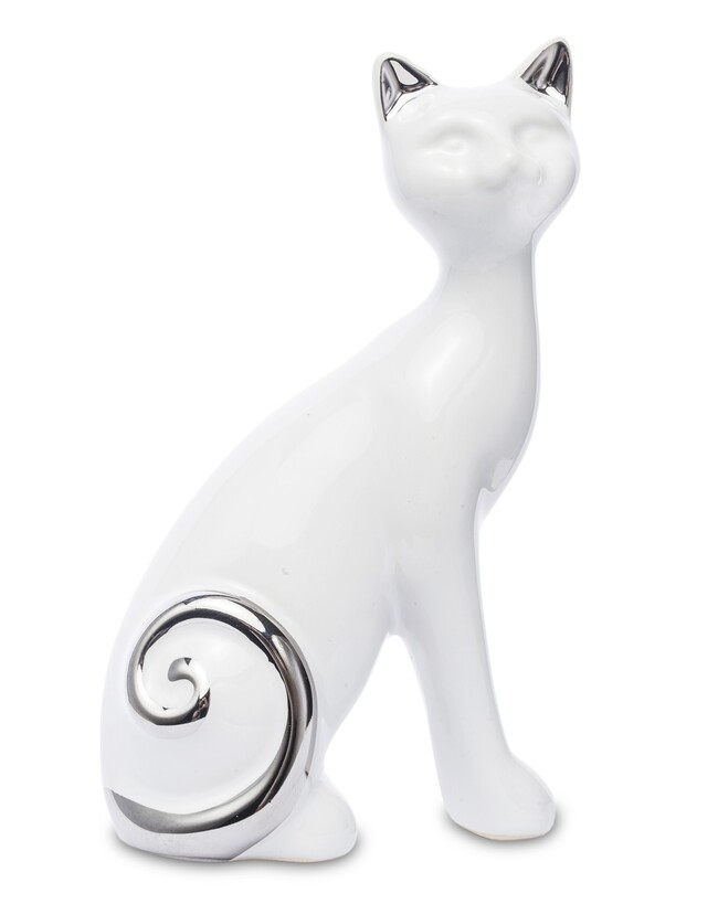 ceramiczna figurka Kot siedzący C, wym.15.5x9x5.5cm