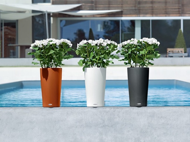 Cilindro, donica z nawadnianiem, szara, wym.56x32cm