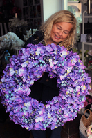 Fioletowa Hortensja Beti z borówką, ogromny wianek śr.60cm